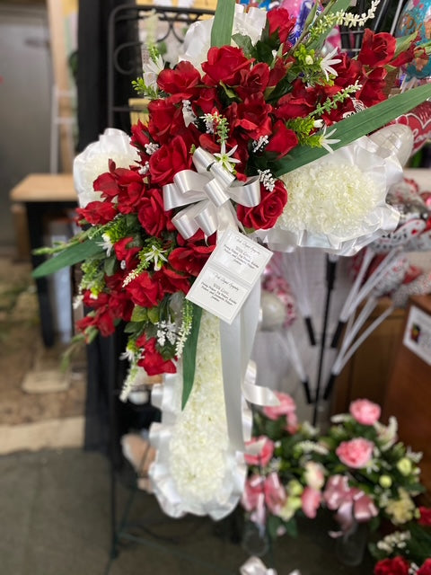 Artificial Cross w/Ribbon